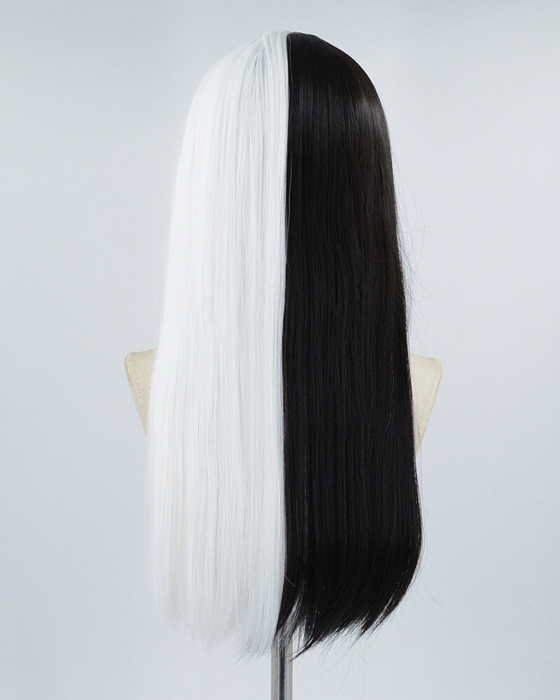 Vibrant Half Black Half White Wig Design in 4K Vibrant Half Black Half White Wig Design in 4K