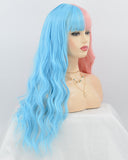 Half Blue Half Pink Synthetic Wig HW088