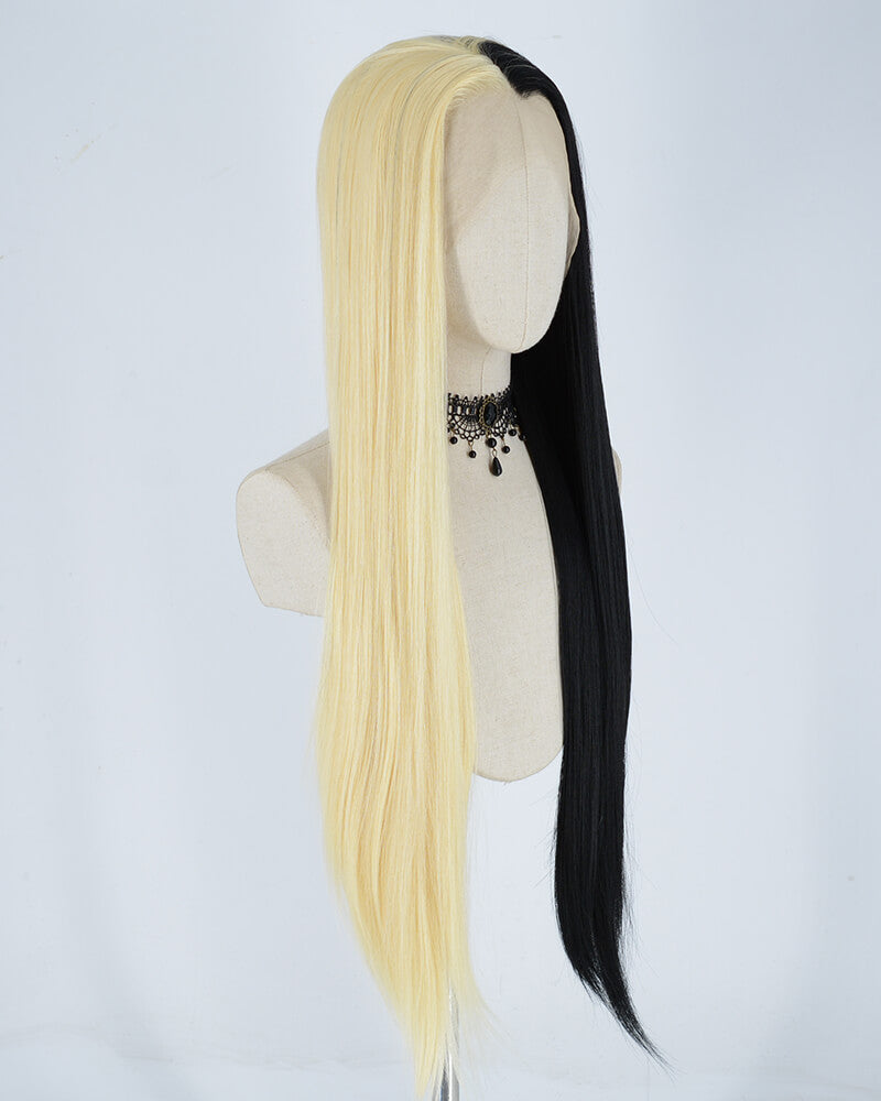 Half Black Half 613 Blonde Synthetic Lace Front Wig WW303