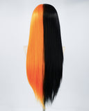 Half Black Half Orange Synthetic Lace Front Wig WW315