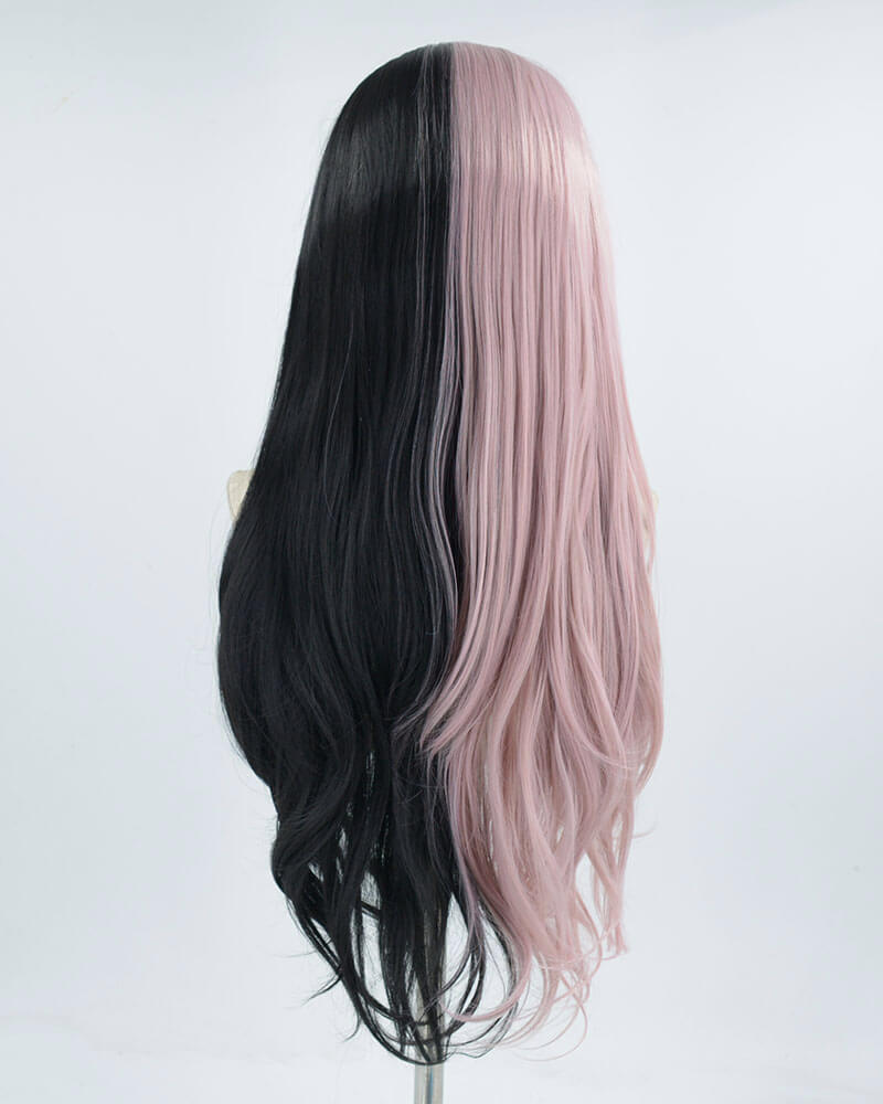 Half Pink Half Black Synthetic Lace Front Wig WT212