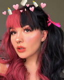 Half Black Half Pink Synthetic Lace Front Wig WT118