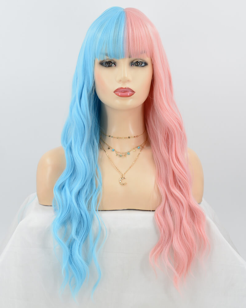 Half Blue Half Pink Synthetic Wig HW088