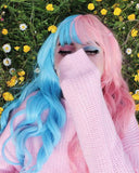 Half Blue Half Pink Synthetic Wig HW088