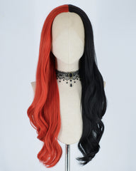 Half Black Half Red Synthetic Lace Front Wig WW116