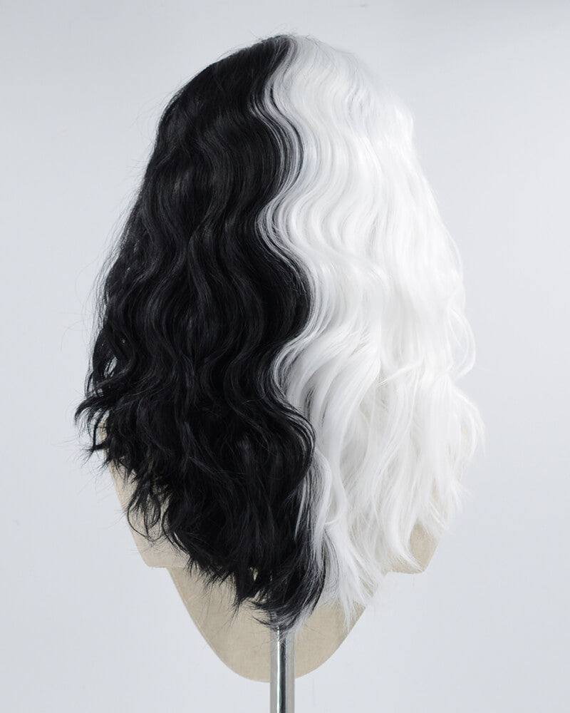 Half Black Half White Synthetic Lace Front Wig WW331