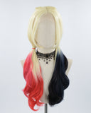 Harley Quinn Half Black Half Red Synthetic Lace Front Wig WW276