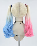 Half pink Half Blue Synthetic Lace Front Wig WT065