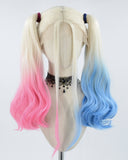 Half pink Half Blue Synthetic Lace Front Wig WT065