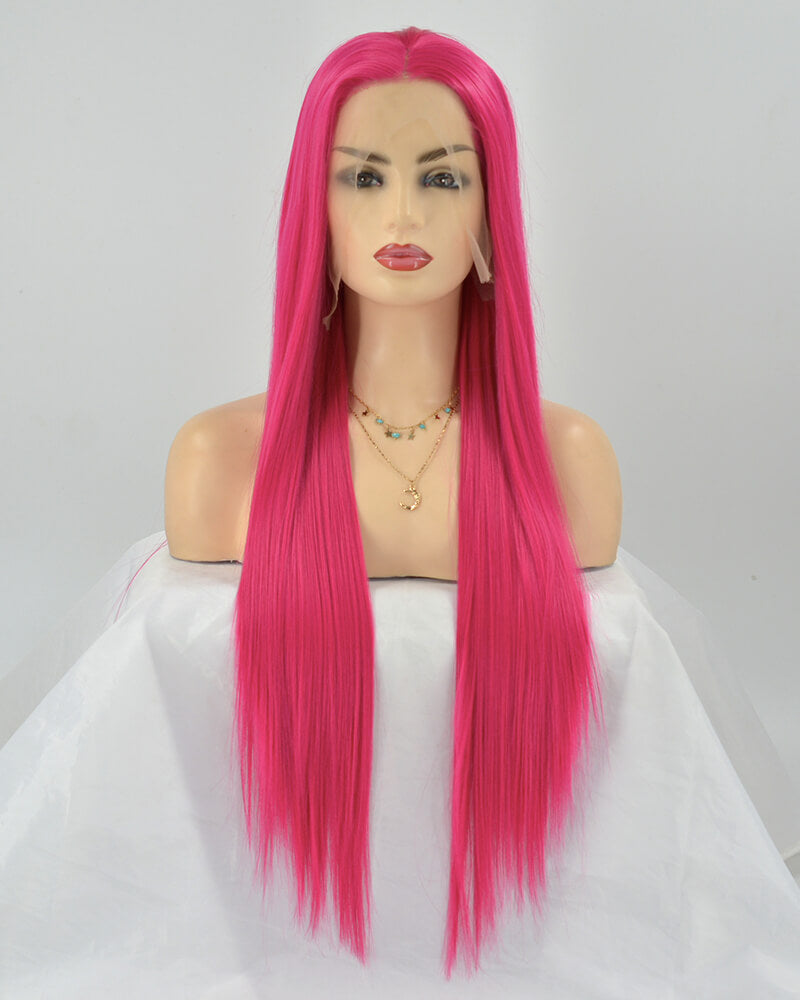 Hot Pink Synthetic Lace Front Wig WT088 Weekendwigs