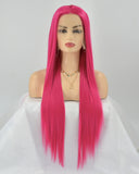 Hot Pink Synthetic Lace Front Wig WT088
