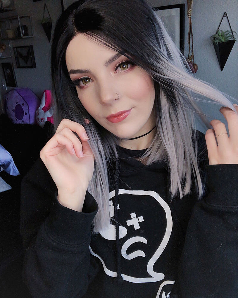 Ombre Grey Short Bob Synthetic Lace Front Wigs WT018