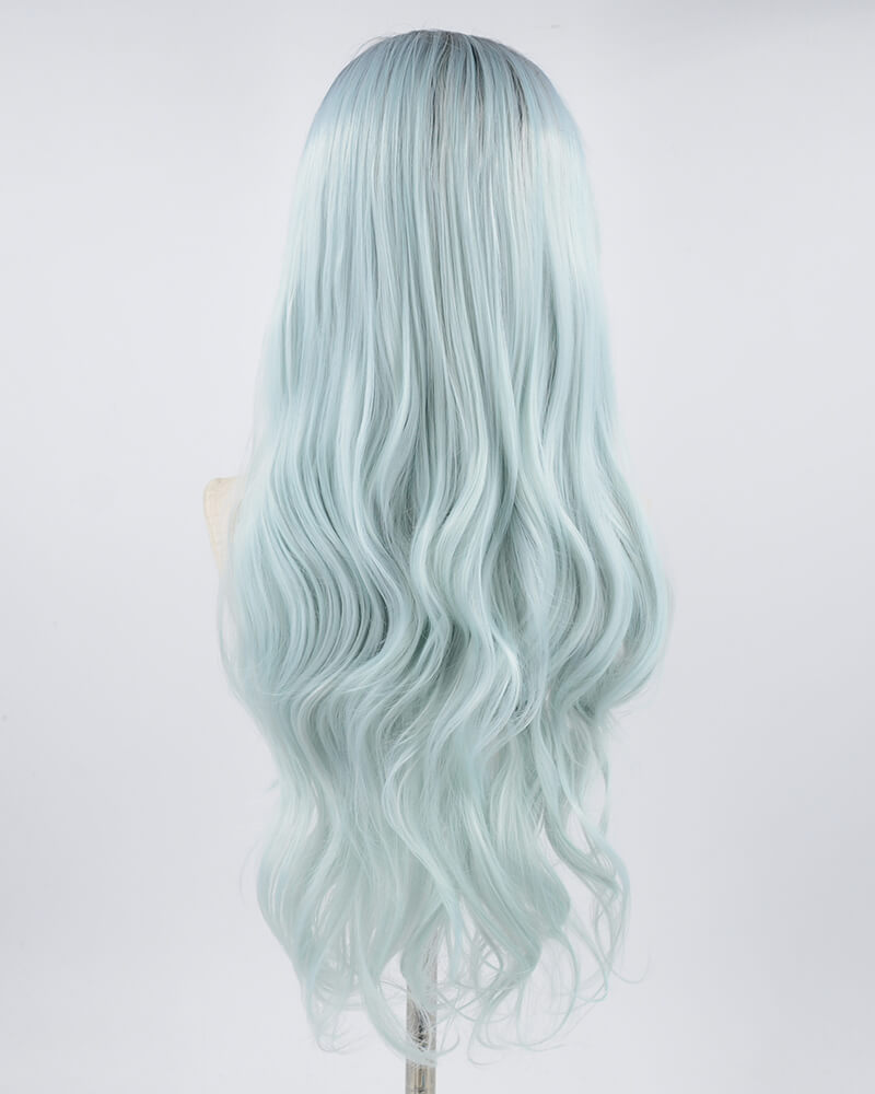 Pastel Green Long Wavy Synthetic Lace Front Wig WT021