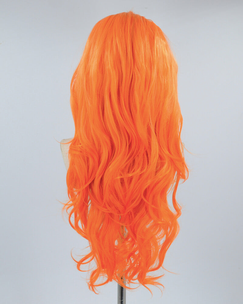 Long Orange Synthetic Lace Front Wig WW457
