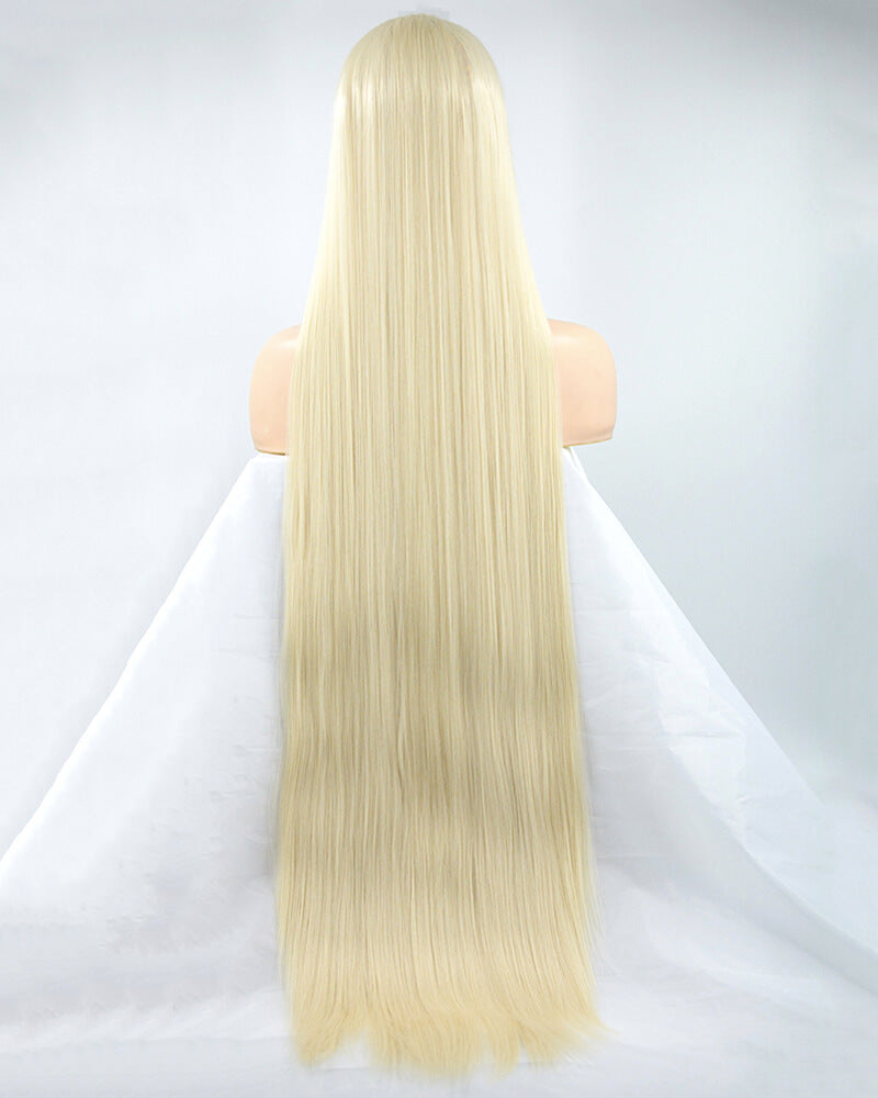 38 Inch Long Blonde Synthetic Lace Front Wig WW173
