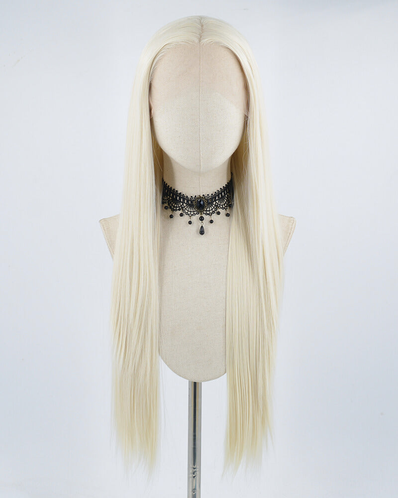Platinum Blonde Straight Synthetic Lace Front Wig WW274