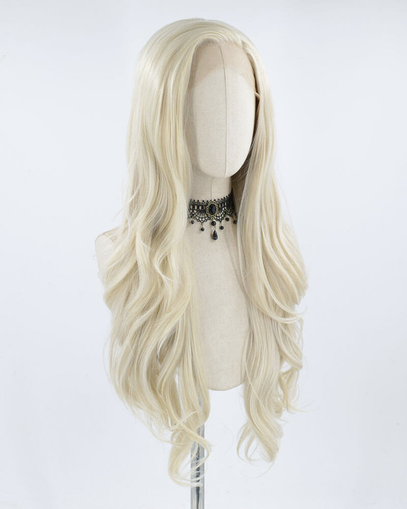 Ash Blonde Wavy Synthetic Lace Front Wig WW054