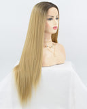 Straight Blonde Synthetic Lace Front Wig WT077