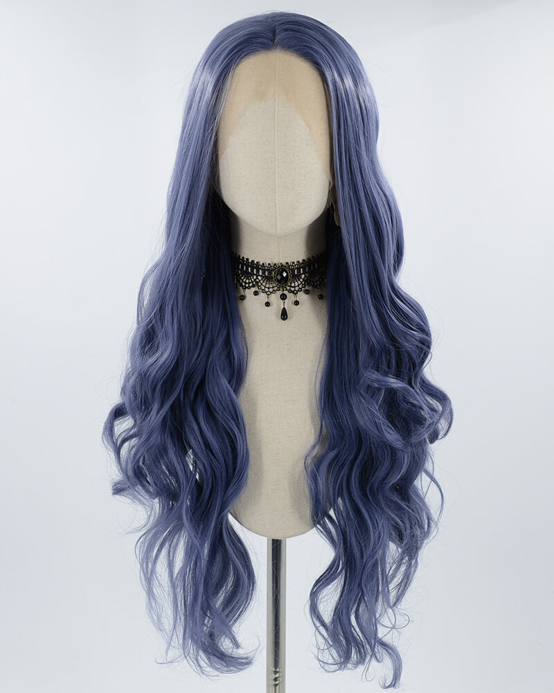Long Blue Synthetic lace Front Wig WT049