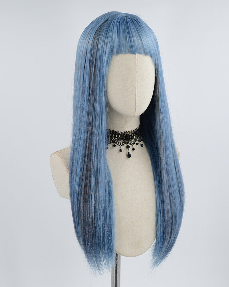 Blue Straight Synthetic Wig HW188