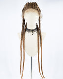 Brown Braided Synthetic Lace Front Wig WT206