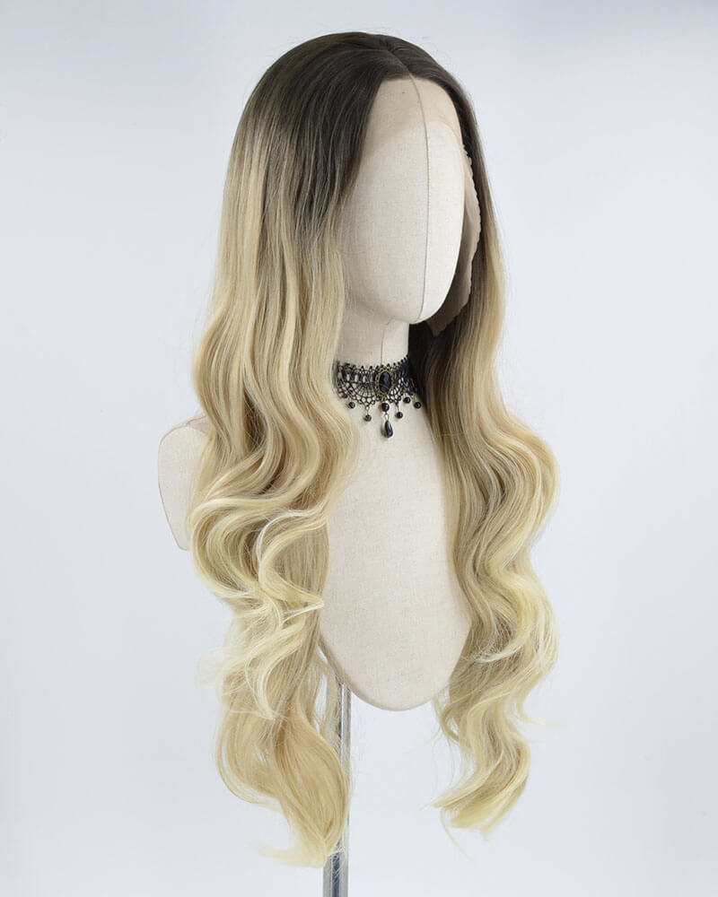 Dark Root Blonde Synthetic Lace Front Wig WT104