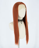 Long Straight Cooper Red Synthetic Lace Front Wig WW297