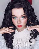 Long Curly Black Synthetic Lace Front Wig WW035