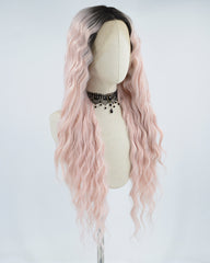 Ombre Pink Curly Synthetic Lace Front Wig WT115