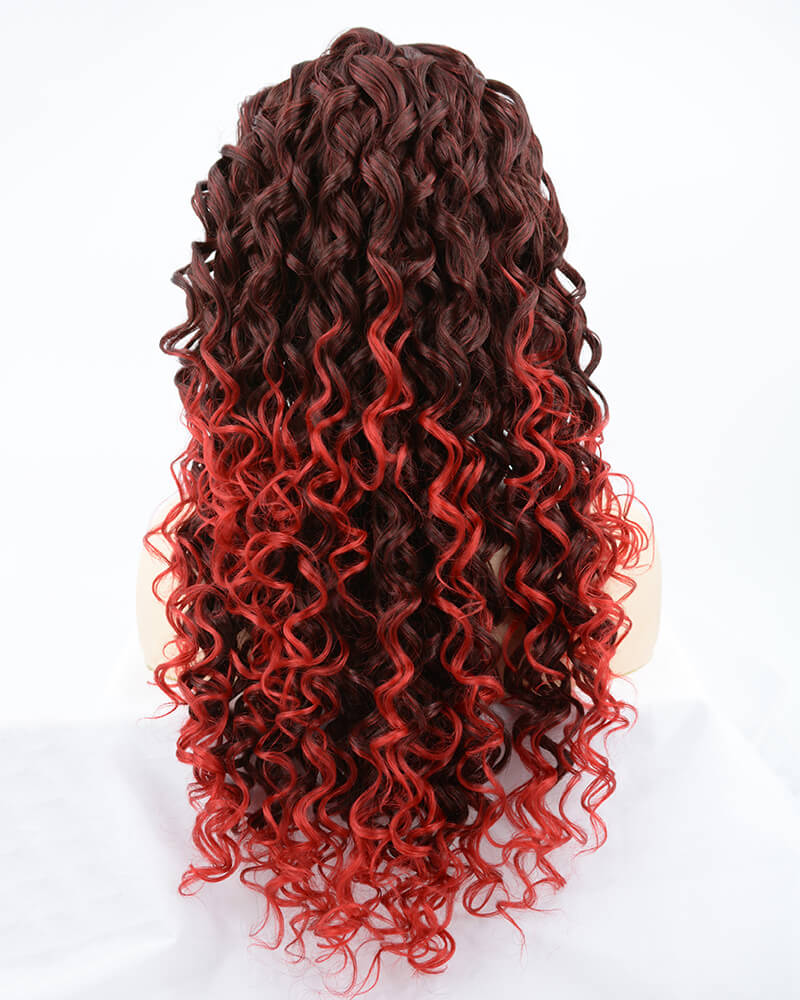 Ombre Red Synthetic Lace Front Wig WW119