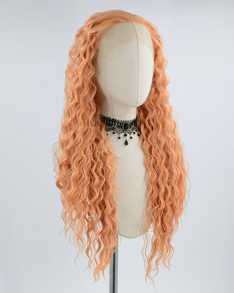 Long Curly Orange Synthetic Lace Front Wig WW431