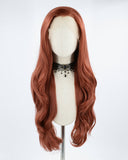 Copper Red Wavy Synthetic Lace Front Wig WW040