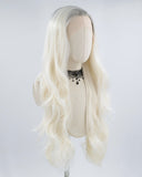Gray Ombre Platinum Blonde Synthetic Lace Front Wig WW403