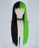 Half Black Half Green Synthetic Wig HW107