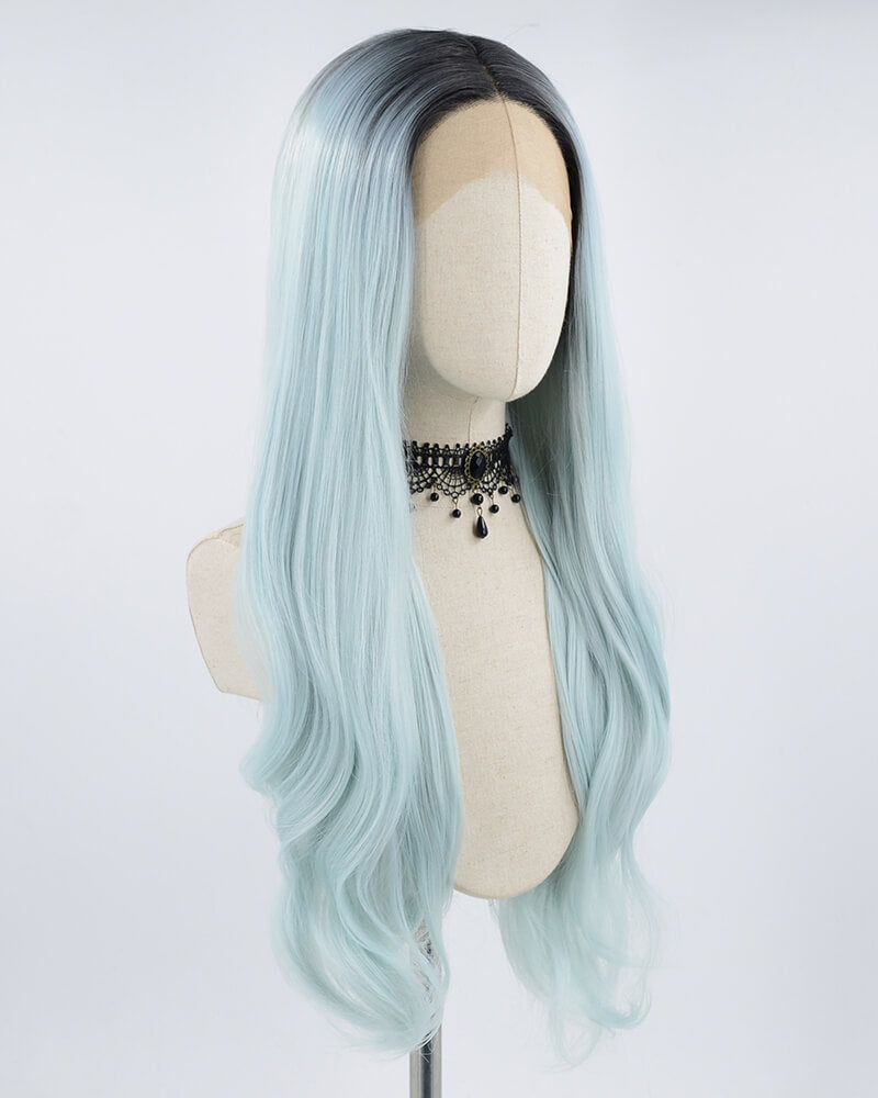 Pastel Green Long Wavy Synthetic Lace Front Wig WT021