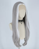 White Streaked Grey Synthetic Lace Front Wig WW306