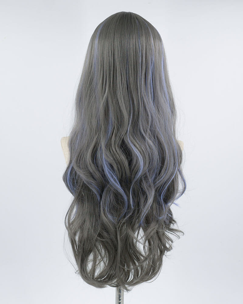 Long Dark Grey Synthetic Wig HW163