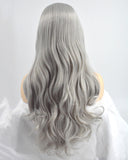 Long Grey Synthetic Lace Front Wig WT161