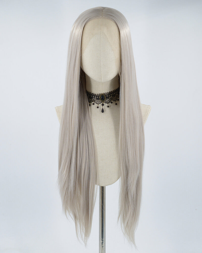 Straight Long Gray Synthetic Lace Front Wigs WT005