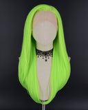 Neon Green Straight Synthetic Lace Front Wig WW071