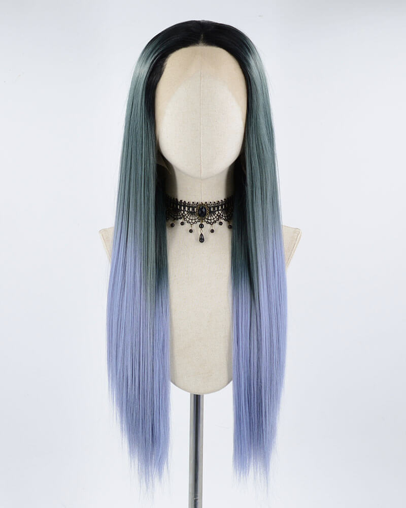 Ombre Blue Synthetic Lace Front Wig WT048