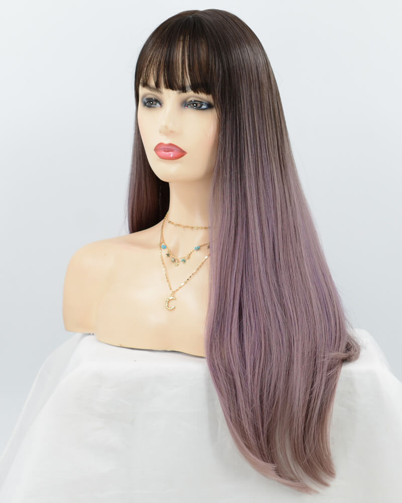 Ombre Purple Straight Synthetic Wig HW111