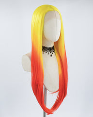 Yellow Ombre Red Synthetic Lace Front Wig WW486