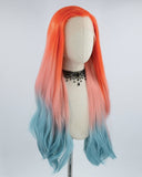 Orange Ombre Blue Synthetic Lace Front Wig WW400