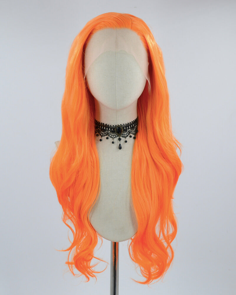 Long Orange Synthetic Lace Front Wig WW457