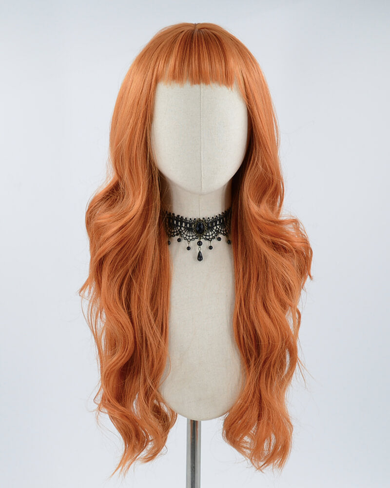 Orange Long Wavy Synthetic Wig HW221