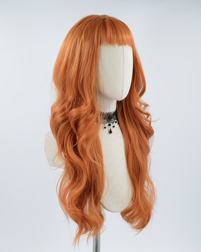 Orange Long Wavy Synthetic Wig HW221