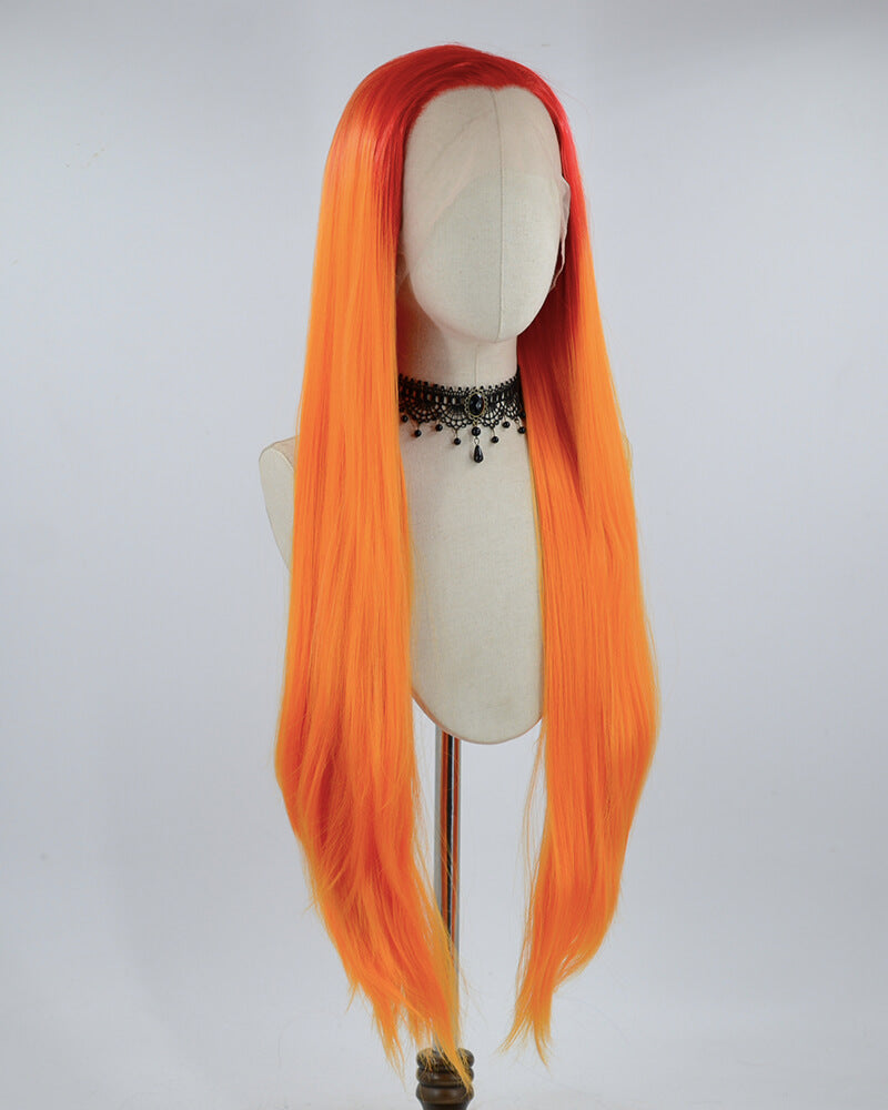 30 Inch Ombre Orange Synthetic Lace Front Wig WW550