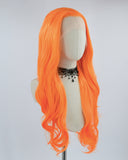 Long Orange Synthetic Lace Front Wig WW457