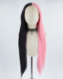 Half Pink Half Black Synthetic Lace Front Wig WW381